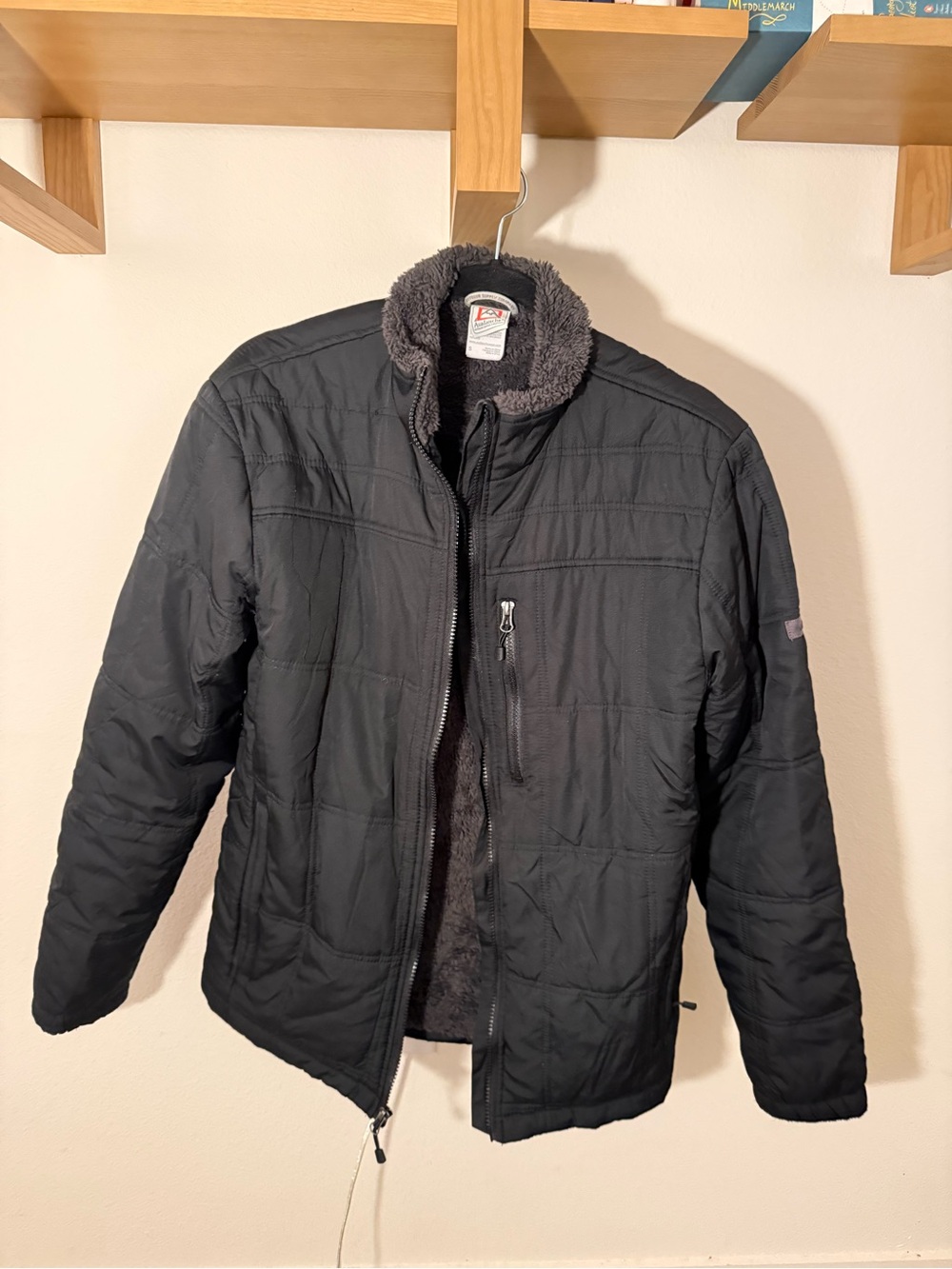 Avalanche Black Quilted Puffer Jacket with Sherpa Collar